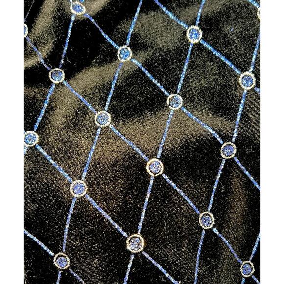 Vintage Onyx 2 Piece Dress Open Blazer Black Velvet Rhinestone Metallic Size 16 - Picture 8 of 10